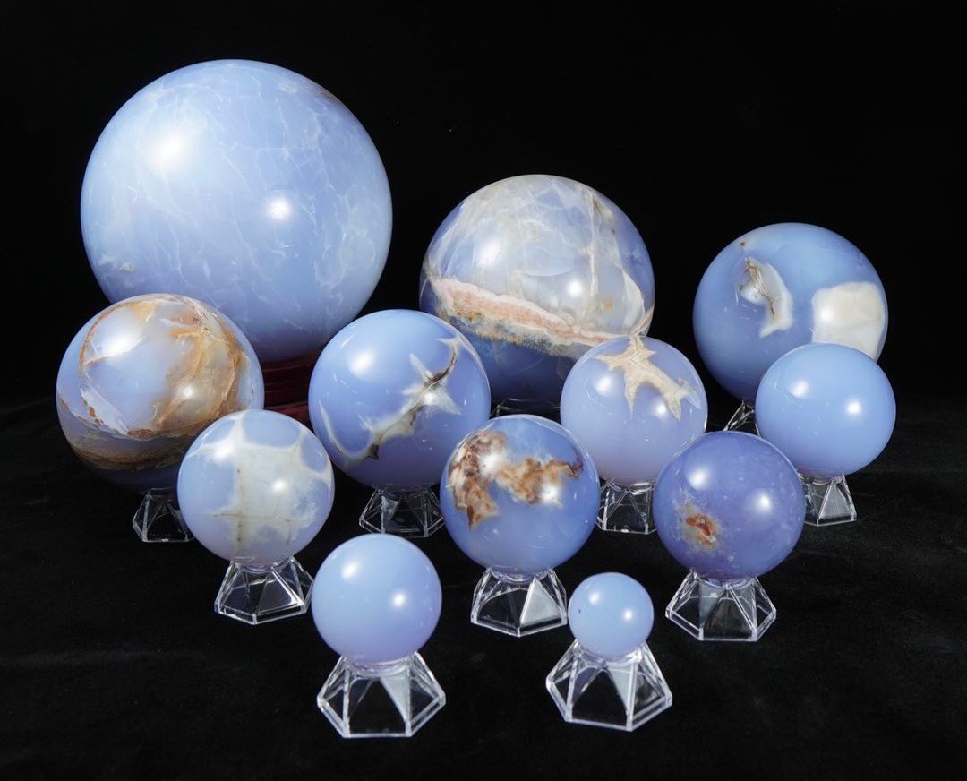 blue chalcedony spheres